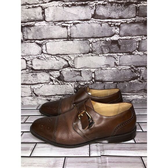 MEZLAN ATHENS Brown Leather Oxford Buckle Dress Monk Strap Shoes Men Sz 8.5M US main image 16